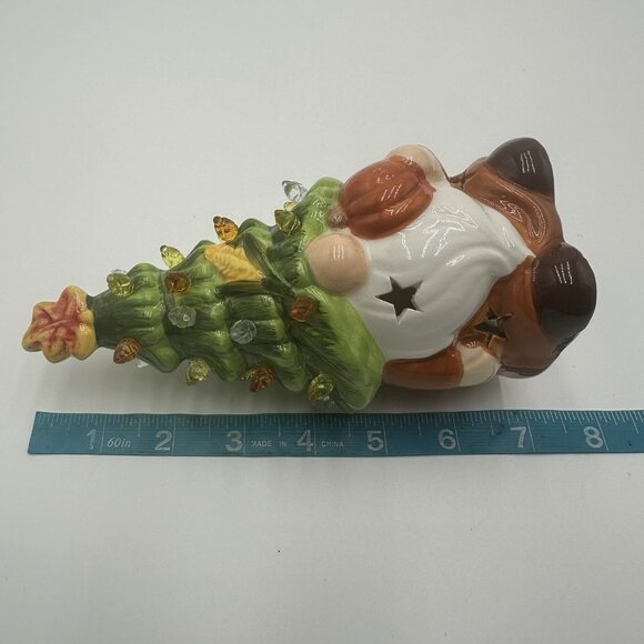 Ceramic 7" Gnome Fall Autumn Pumpkin Thanksgiving Light Up Christmas tree - Picture 12 of 14